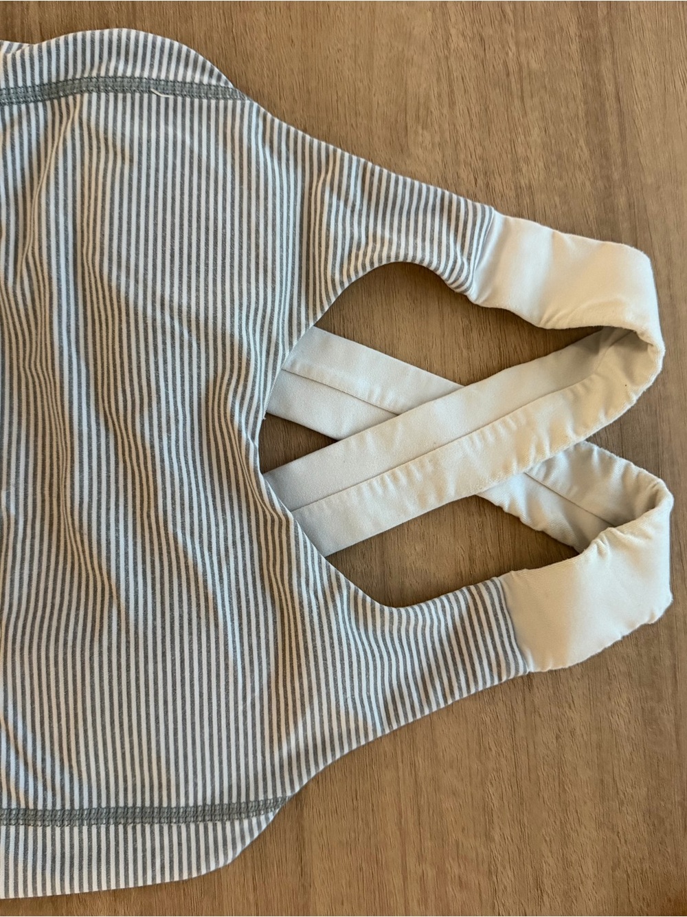 Women’s Striped Crisscross Back Tank Top - White & Light Gray